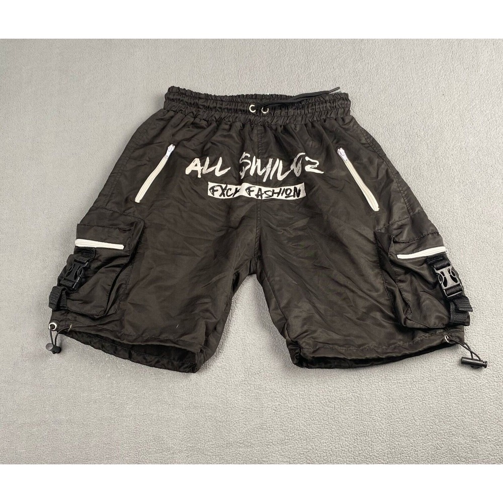 ALL $MILEZ CLOTHING Men's size L short cargo‎ black Y2K,Hiking,Beach,Vacation